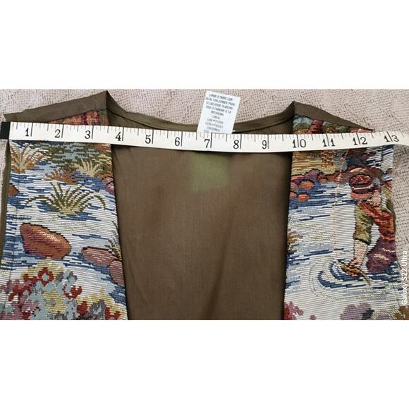 Backroad Blues Vtg Tapestry Novelty Print Bass Fly Fishing Tapestry Vest W Small - Picture 3 of 8